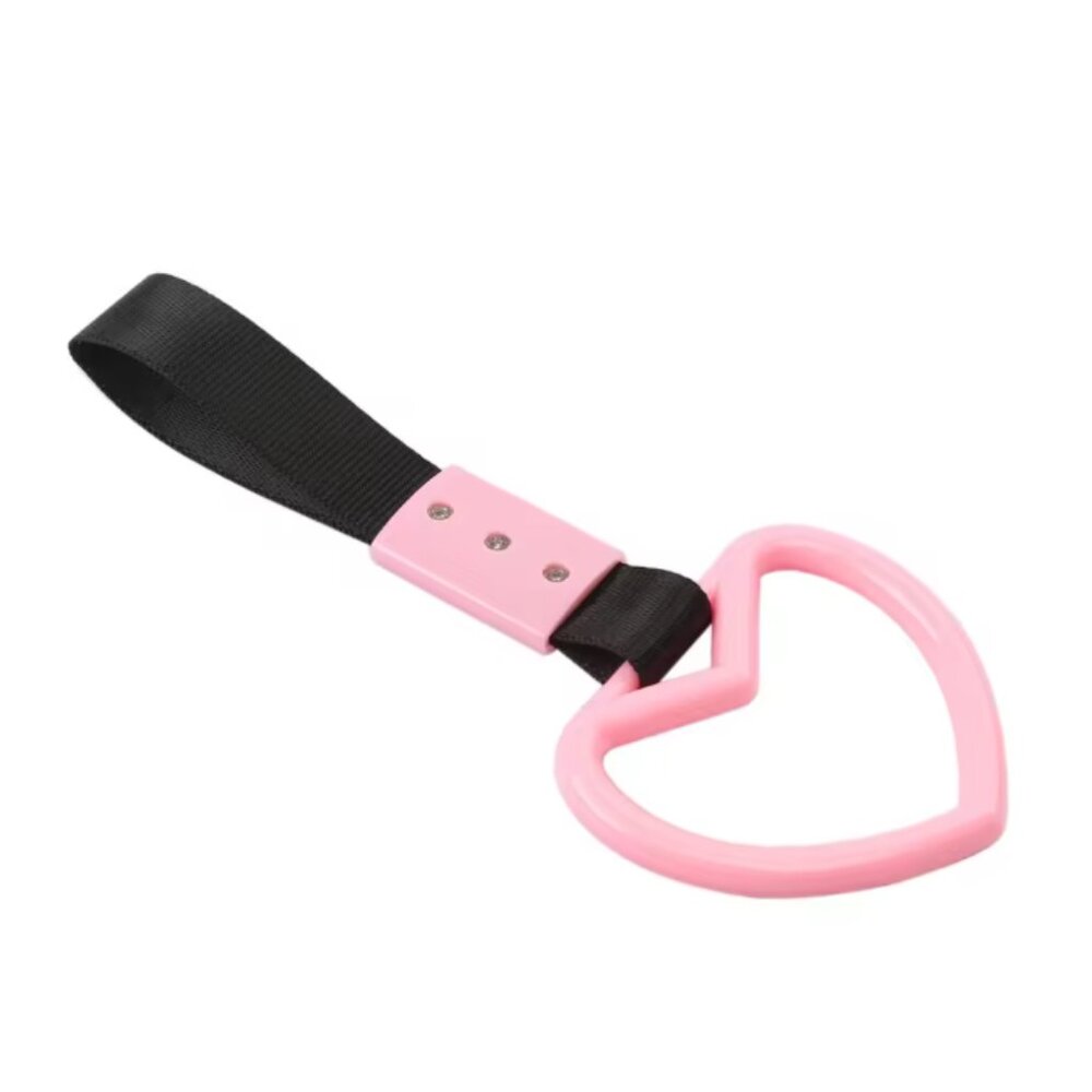 Pink Heart Blossom Tsurikawa JDM Bus Handle, Drift Charm, Car Accessory
